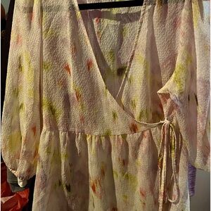 Future Collective wrap style kimono cover up pink and multi color